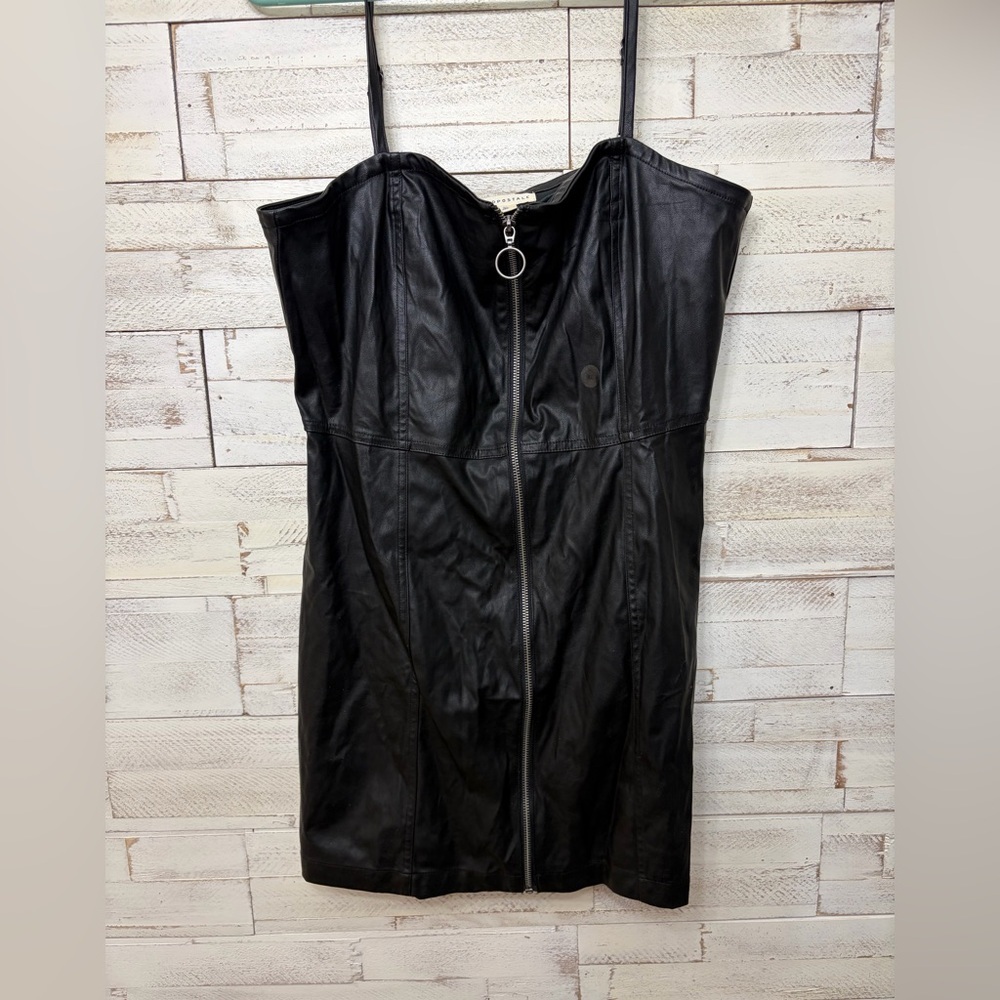 Aeropostale black faux leather dress XL new with tags zip up sexy